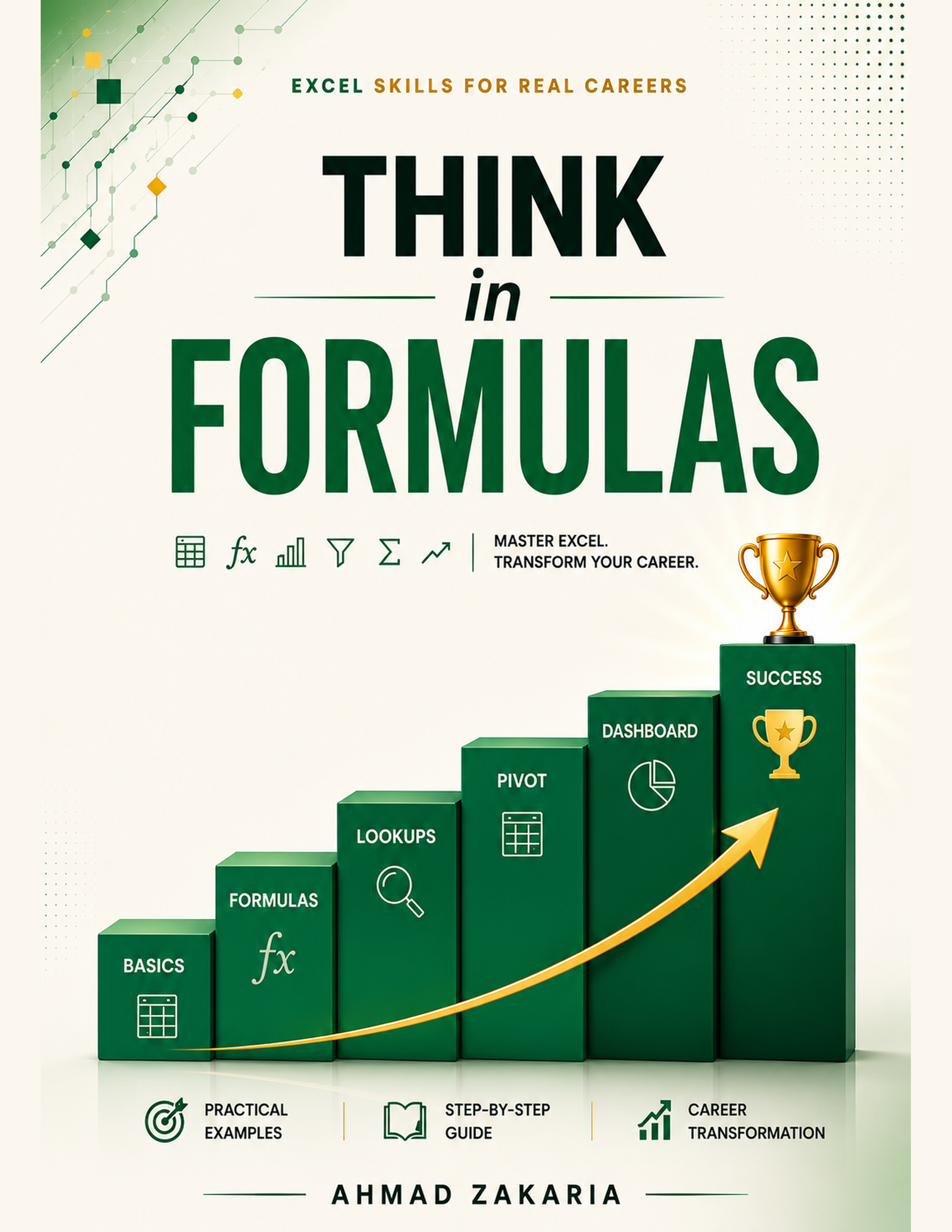 Cover of Think in Formulas — Excel Skills for Real Careers, by Ahmad Zakaria
